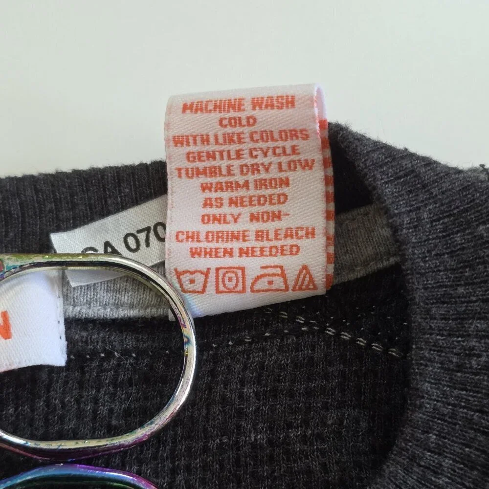 Michael Brandon Henley Men L Gray Cotton Blend Texture LS Casual Cottage Classic